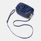 Women Genuine Leather 3 Zipper Pocket Fold Design Crossbody Bag - Royal Blue