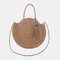Women Straw Travel Summer Beach Large Capacity Tassel Handbag Shoulder Bag - Coffee