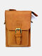 حقيبة كتف متعددة الوظائف للرجال من الجلد الطبيعي بتصميم متين وحزام خصر دائري وحقيبة حزام يومية - الأصفر