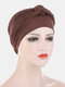 Women Cotton Multi Color Solid Casual Sunshade Side Braid Baotou Hats Beanie Hats - Coffee