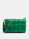 Casual Woven Lattice Pattern Crossbody Bag Faux Leather Solid Color Shoulder Bag - Green