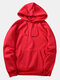 Mens Plain Style Solid Color Muff Pocket Drawstring Hoodies - Red