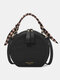 Trendy Klein Blue Stone Pattern Handbag Faux Leather Rivet Round Silk Scarves Decoration Crossbody bag - Black