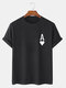 Mens Ace Of Hearts Poker Print 100% Cotton Short Sleeve T-Shirts-9 Colors - Black2