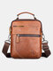 Men Genuine Leather Multifunction Multi-pockets Crossbody Bag - Brown