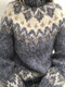 Vintage Jacquard Printed Casual Pullover Knit Women Sweater - Purple