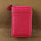 Genuine Leather Multi - card Holder Organ - style Card Bag Zipper Credit Card Wallet - Rose Red