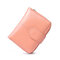 Women Oil Wax Leather Short Wallet 4 Card Slot Coin Purse - Pink