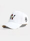Unisex Cotton Solid Color Letter Embroidery Fashion Sun Protection Baseball Caps - White