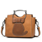 Women Cute Cat Pattern Handbags Large Capacity Leisure Shoulder Bags - Brown
