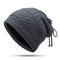 Men Women Winter Adjustable Warm Vogue Wool Stripe Knit Hat Outdoor Home Beanie Scarf Dual Use - Grey