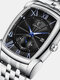 11 cores PU masculino liga vintage Watch luminoso decorado ponteiro calendário quartzo Watch - Bracelete em aço inoxidável com 