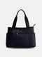 Women Canvas Vintage Large Capacity Tote Bag Shoulder Bag Zipper Design Shoulder Bag - Black
