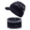 Men Winter Warm Wool Velvet Knit Face Mask Hat Fashion Outdoor Sports Cycling Beanie Scarf Suit - Black