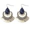 Boucles d'oreilles pendantes en argent bohème Boucles d'oreilles en alliage de pierres précieuses Glands Géométrie Boucles d'oreilles pour les femmes - Bleu foncé