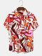 Camicie da uomo a maniche corte per vacanze con stampa a blocchi di colore irregolari - Multi colore