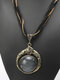 Alloy Turquoise Ethnic Bohemian Large Orb Sweater Long Necklace - Gray