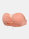 Women Lace Bandage Gather Wireless Bandeau Side Closure Bra With Straps - Pink