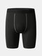 Men Wicking Plain Color Seamless Stitching Design Sport Running Stretch Training Shorts - Black