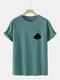 Mens Splatter Spades Poker Print 100% Cotton Casual Short Sleeve T-Shirts - Blue