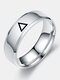 Trendy Simple Carved Triangle Pattern Glossy Circle-shaped Stainless Steel Ring - Silver