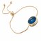 Vintage Women Bracelet Copper Crystal Glass Bracelet - Blue