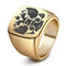 Fashion Russian Double Eagle Stainless Steel Ring wih A Coat of Arms Big Rings for Men  - Gold