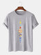 Mens Cartoon Planets  Print 100% Cotton O-Neck Short Sleeve T-Shirt - Gray