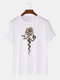 Mens Vintage Floral Snake Print 100% Cotton Short Sleeve T-Shirts - White