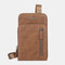 Men Multi-Layers 6.5 Inch Phone Bag Card Case Crossbody Bag - Brown