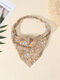 Women Country Style Floral Rose Pattern Elastic Triangle Wrap Headscarf Headband - Yellow