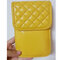 Women Genuine Leather Lingge Phone Bag Mini Crossbody Bag  - Yellow
