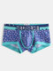Men Sexy Geometric Print Boxer Briefs Breathable Patchwork Underwear - Blue