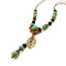 Ethnic Jewelry Ceramic Beads Necklaces Vintage Leaf Drop Charm Necklace for Women - Green