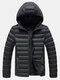 Mens Contrast Patchwork Zip Up Warm Padded Detachable Hooded Jacket With Pocket - Green