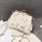  Embroidery Lock Small Chain Clutch Bag  - White