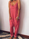 Women Solid Sleeveless Straps Jumpsuit With Pocket - Pink