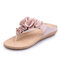 Women Beach Soft Suede Flower Flip Flops Flat Slippers - Pink