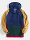 Mens Vintage Corduroy Half Zipper Front Pocket Pullover Hoodies - Blue