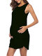 Solid Sleeveless Maternity Tank Dress - Black