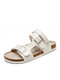 Men Brief Opened Toe Metal Light Weight Casual Two Ways Sandals - White