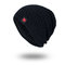 Women Men Knit Wool Hat Season Plus Warm Red Five-star Head Outdoor Hat  - Black