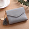 Tassel Candy Color Small Short Wallet Purse Card Holder For Women  - Gray