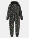 Colorblock Print Beam Footed Jumpsuits Zipper Onesies With Waist Pockets - Black