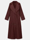 Повседневное длинное пальто на пуговицах размера Plus с лацканами и длинными рукавами для Женское - Красный ржавчина