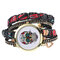 Ethnic Colorful Skull Pattern Multilayer Wrist Watch Lady Bracelet Digital Watch - Black