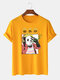 Mens Funny Panda Chinese Character Printed Cotton Short Sleeve T-Shirts - Yellow