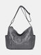 Women Vintage Large Capacity PU Leather Crossbody Bag Shoulder Bag - Gray