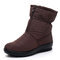 Waterproof Front Zipper Soft Sole Warm Lining Winter Snow Boots - Brown
