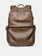 Menico Men Artificial Leather Vintage Large Capacity Backpack Waterproof Durable Bag - Khaki